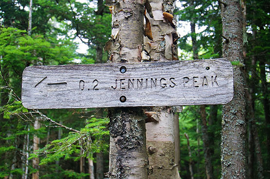 jennings peak trail sign 0.2 hiking hike nh sandwich mountain trail